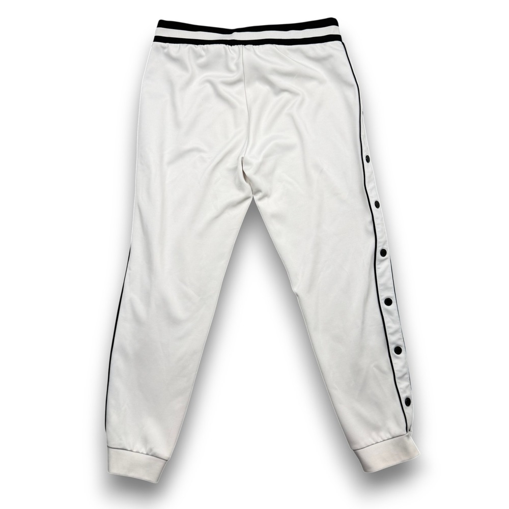 Karl Lagerfeld Paris Sweatpants Unisex L White Snap Button Side Stripe Joggers - Picture 5 of 12